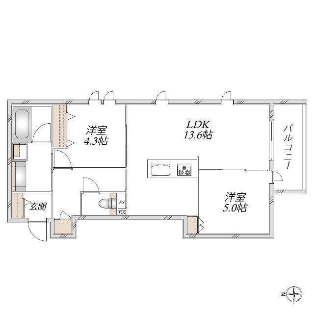 尼崎市南塚口町２丁目へーベルメゾン西棟（302） 間取り図画像