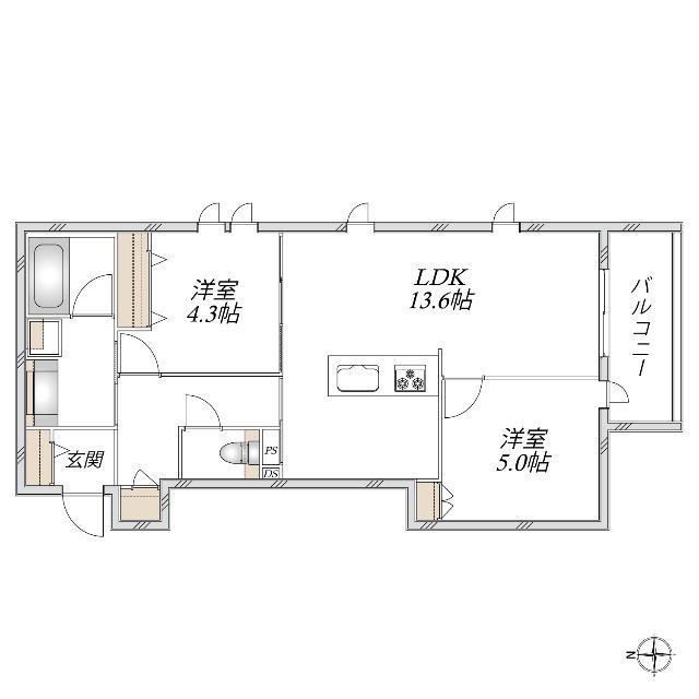 尼崎市南塚口町２丁目へーベルメゾン西棟（202） 間取り図画像