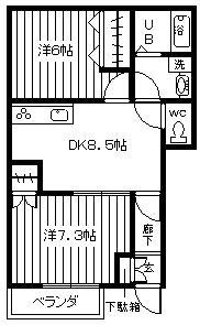 郡山市柏山町アパート 間取り図画像