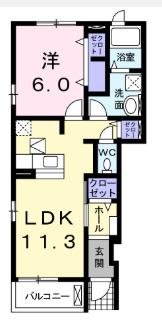 ミル・クレープ　弐番館（101） 間取り図画像