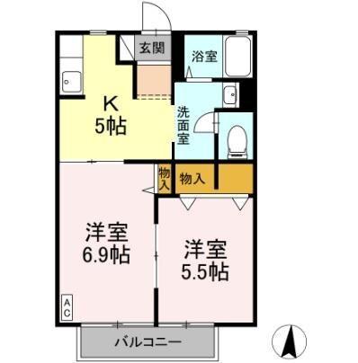 グリーンハイツ浜尾Ａ棟（202） 間取り図画像