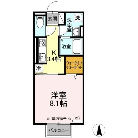 Ｄ-ｒｏｏｍ富田　Ａ（201） 間取り図画像