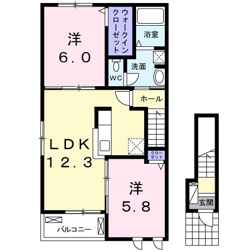 プリマヴェーラ　大槻　Ａ（201） 間取り図画像