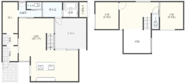 安積町荒井戸建て 間取り図画像