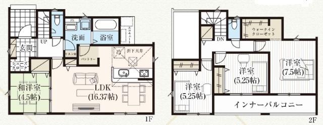 グラファーレ安積町長久保三丁目3号棟 間取り図画像