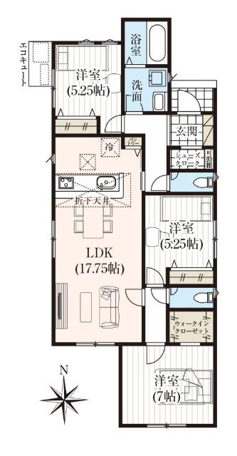 グラファーレ富田町下西田1号棟 間取り図画像