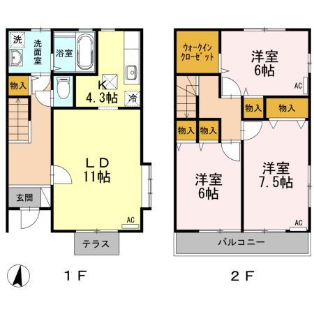 クレールヴィル　Ｃ（C102） 間取り図画像