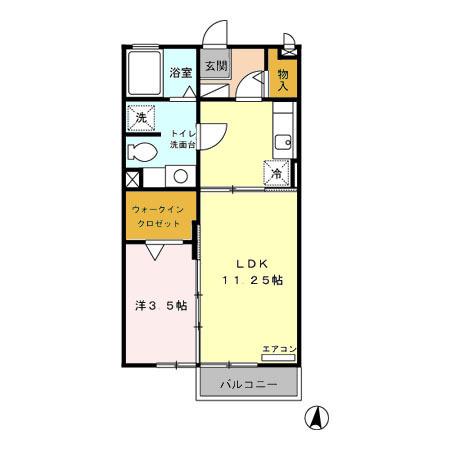 モナリエ春日　Ⅰ・Ⅱ（Ⅱ202） 間取り図画像