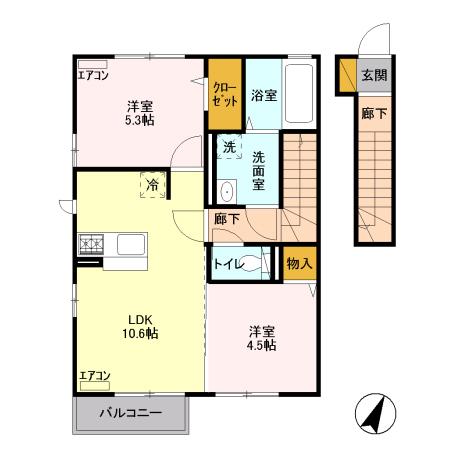 ヴェルブラン美住　Ｂ棟（B201） 間取り図画像