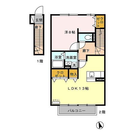 COZY COURT 2m 秦良（203） 間取り図画像