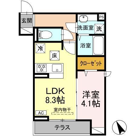 Dアセット飛田給（101） 間取り図画像