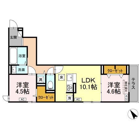 D-ROOM松木A（102） 間取り図画像