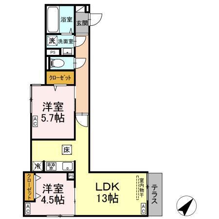 セレスティア南田中（105） 間取り図画像