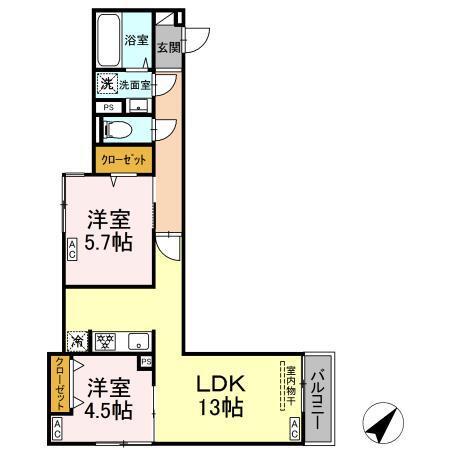 セレスティア南田中（205） 間取り図画像