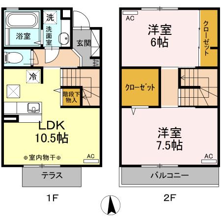 カトレア　ヴィオレ/ルージュ　カトレア ル（102） 間取り図画像