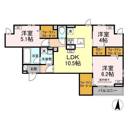 セレスティア東保木間（203） 間取り図画像