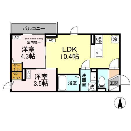 セレスティア中台 Ⅲ（303） 間取り図画像