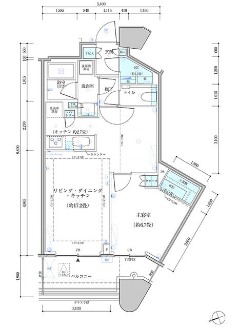 パークタワー勝どき　サウス棟（3608） 間取り図画像