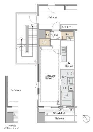 シャレール広尾　1号棟（1-108） 間取り図画像