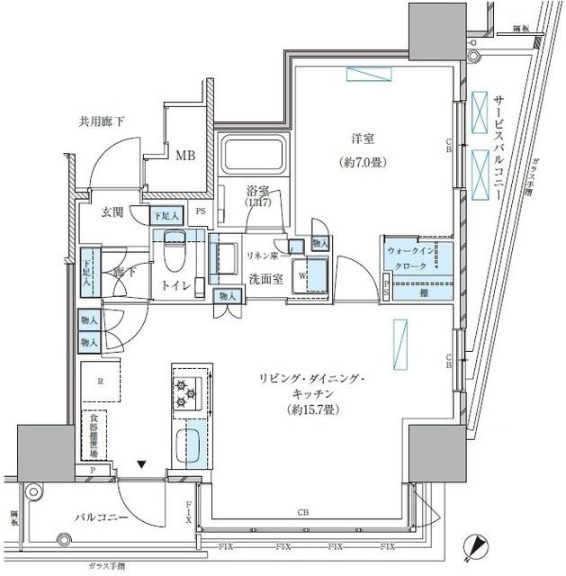 パークアクシス五反田スカイタワー（701） 間取り図画像