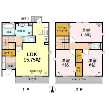 下石原３丁目戸建　Ａ棟（1） 間取り図画像