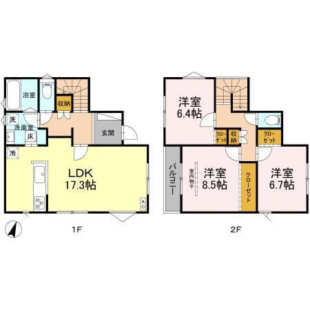 西原町5丁目貸家　A棟（1号室） 間取り図画像