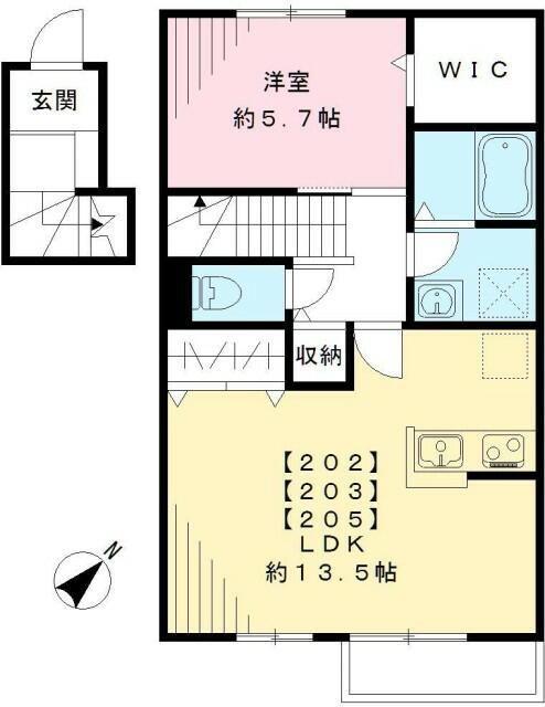 調布市菊野台アパート 間取り図画像