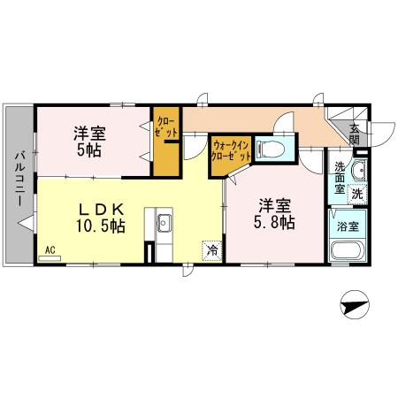 Villa Del SolⅡ（201） 間取り図画像