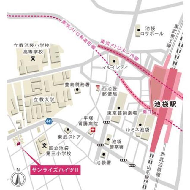 サンライズハイツⅡ（205） 地形図・案内図