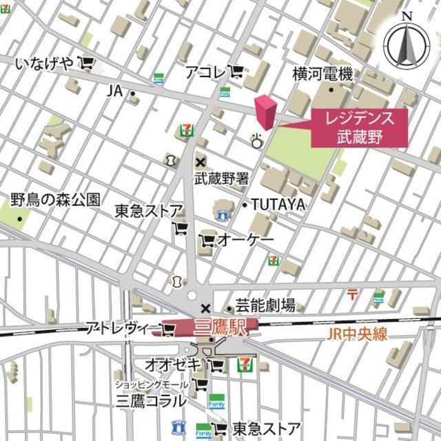 レジデンス武蔵野（1102） 地形図・案内図