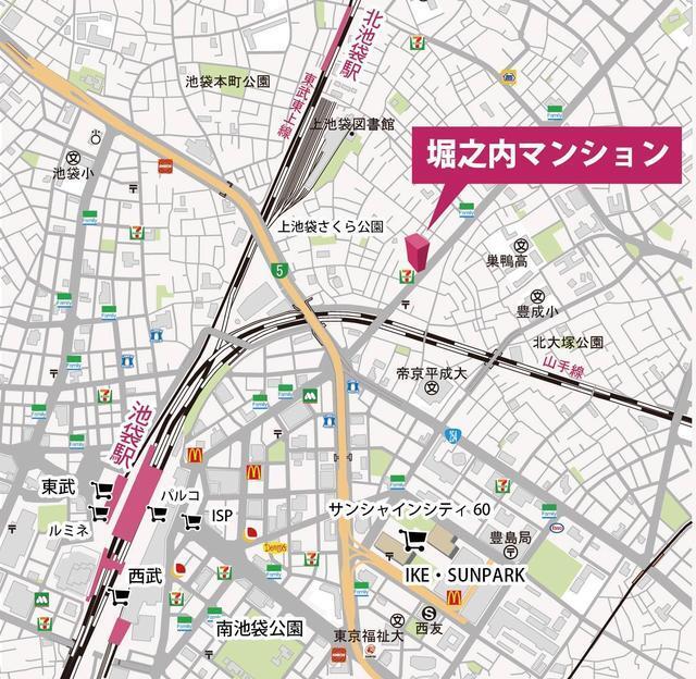 堀之内マンション（604） 地形図・案内図