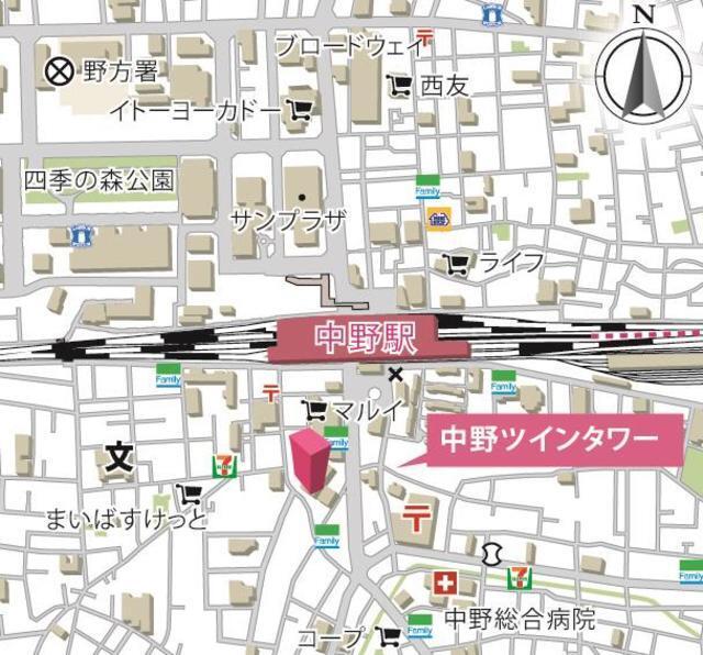中野ツインマークタワー（506） 地形図・案内図