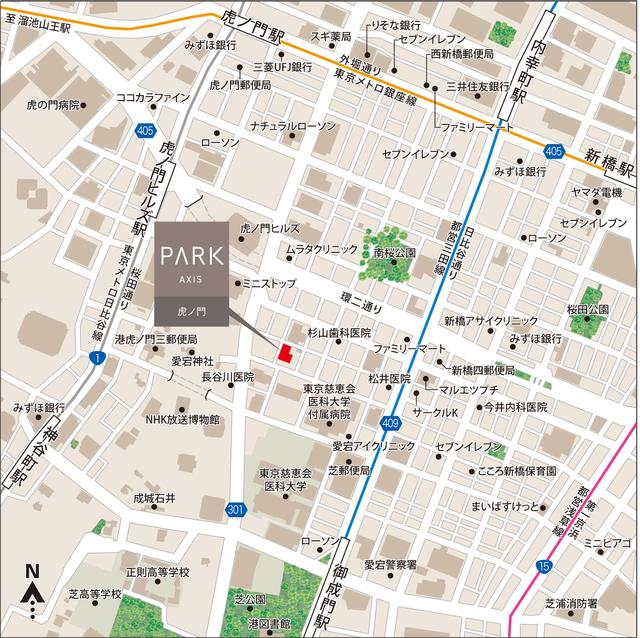 パークアクシス虎ノ門（1101） 地形図・案内図