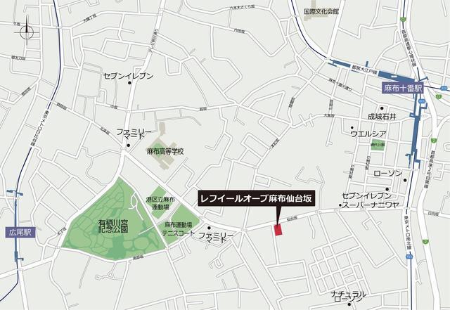 レフィールオーブ麻布仙台坂（603） 地形図・案内図
