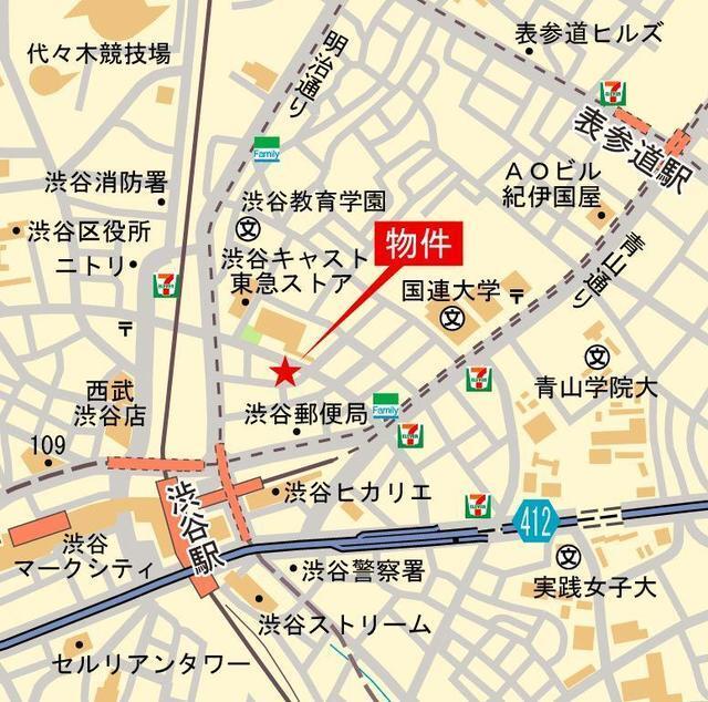 ザ・パークハウス渋谷美竹（606） 地形図・案内図