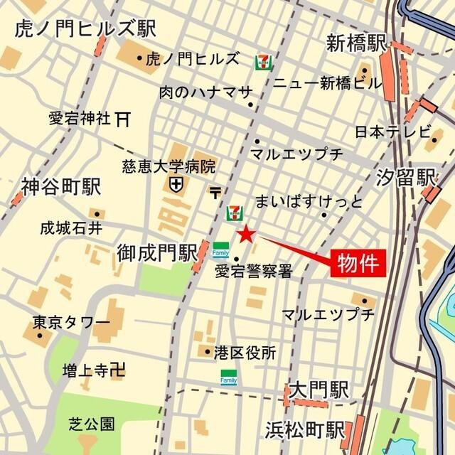 イプセ御成門（1201） 地形図・案内図