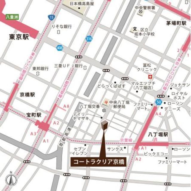 コートラクリア京橋（404） 地形図・案内図