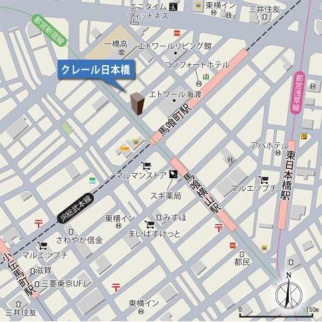 クレール日本橋（1301） 地形図・案内図