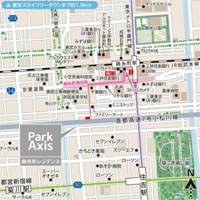 パークアクシス錦糸町レジデンス（601） 地形図・案内図
