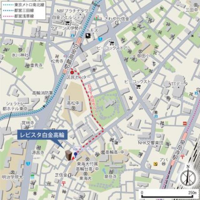 レビスタ白金高輪（1003） 地形図・案内図