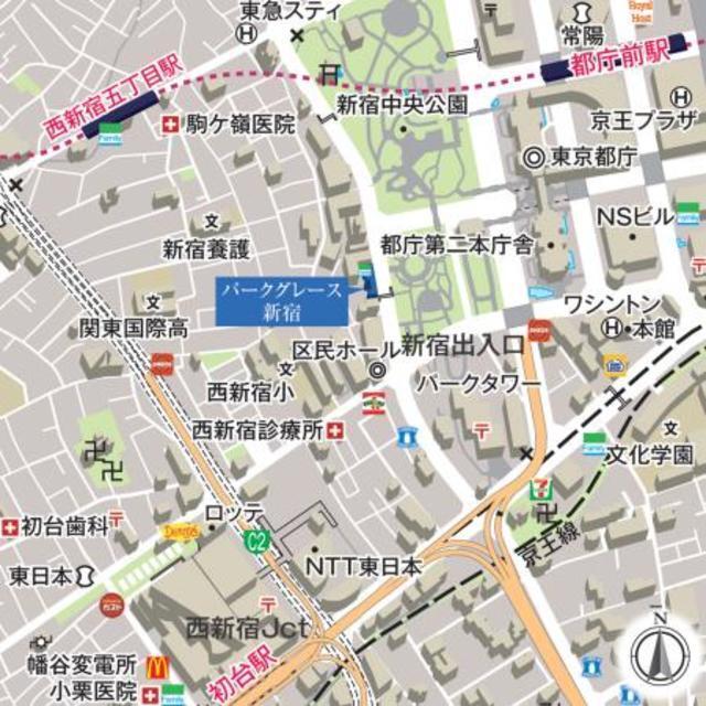 パークグレース新宿（1008） 地形図・案内図