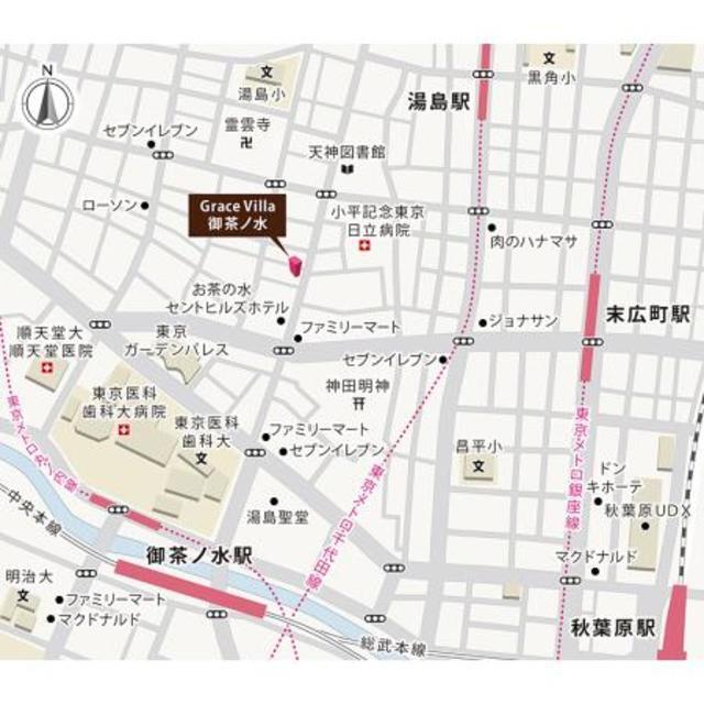 Ｇｒａｃｅ　Ｖｉｌｌａ　御茶ノ水（606） 地形図・案内図