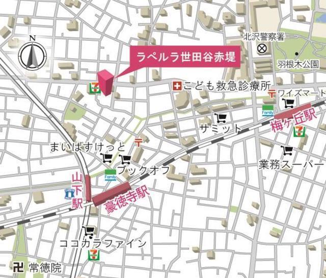 ラペルラ世田谷赤堤（404） 地形図・案内図