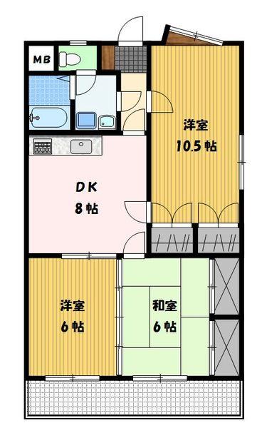 ボンヌール横尾Ｂ棟 間取り図画像