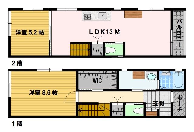 炉粕町戸建 間取り図画像