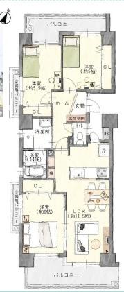 ナビシティ鵜沼Ⅱ　704号室 間取り図画像