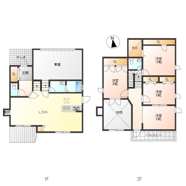 ２階12帖を間仕切りした図