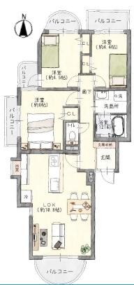 ナビハイツ第４六軒南 間取り図画像