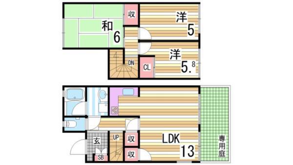 タウンハウス北別府Ｉ 間取り図画像