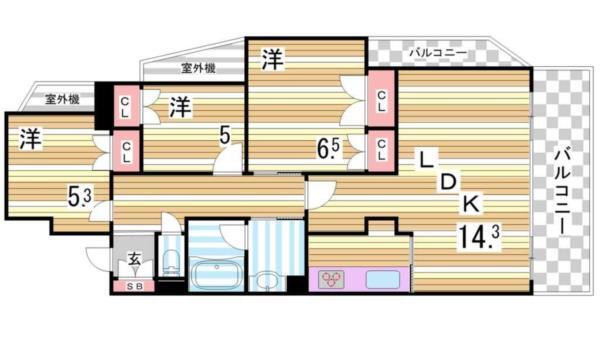 アーバネックス三宮磯辺通 間取り図画像